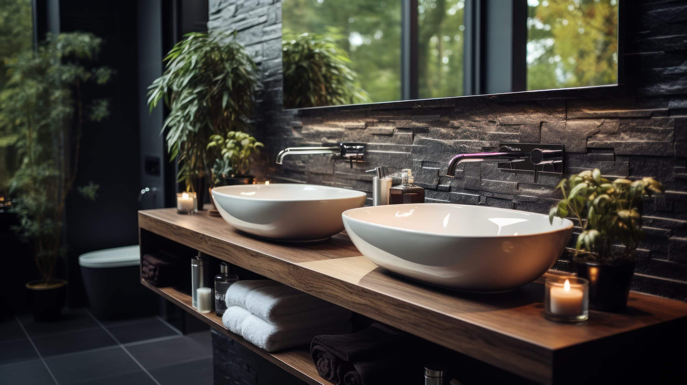 modern bathroom with sleek mirrors clean white sinks scaled